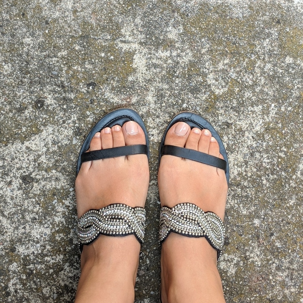 CHARLES DAVID leather flat dress sandals - Picture 4 of 5